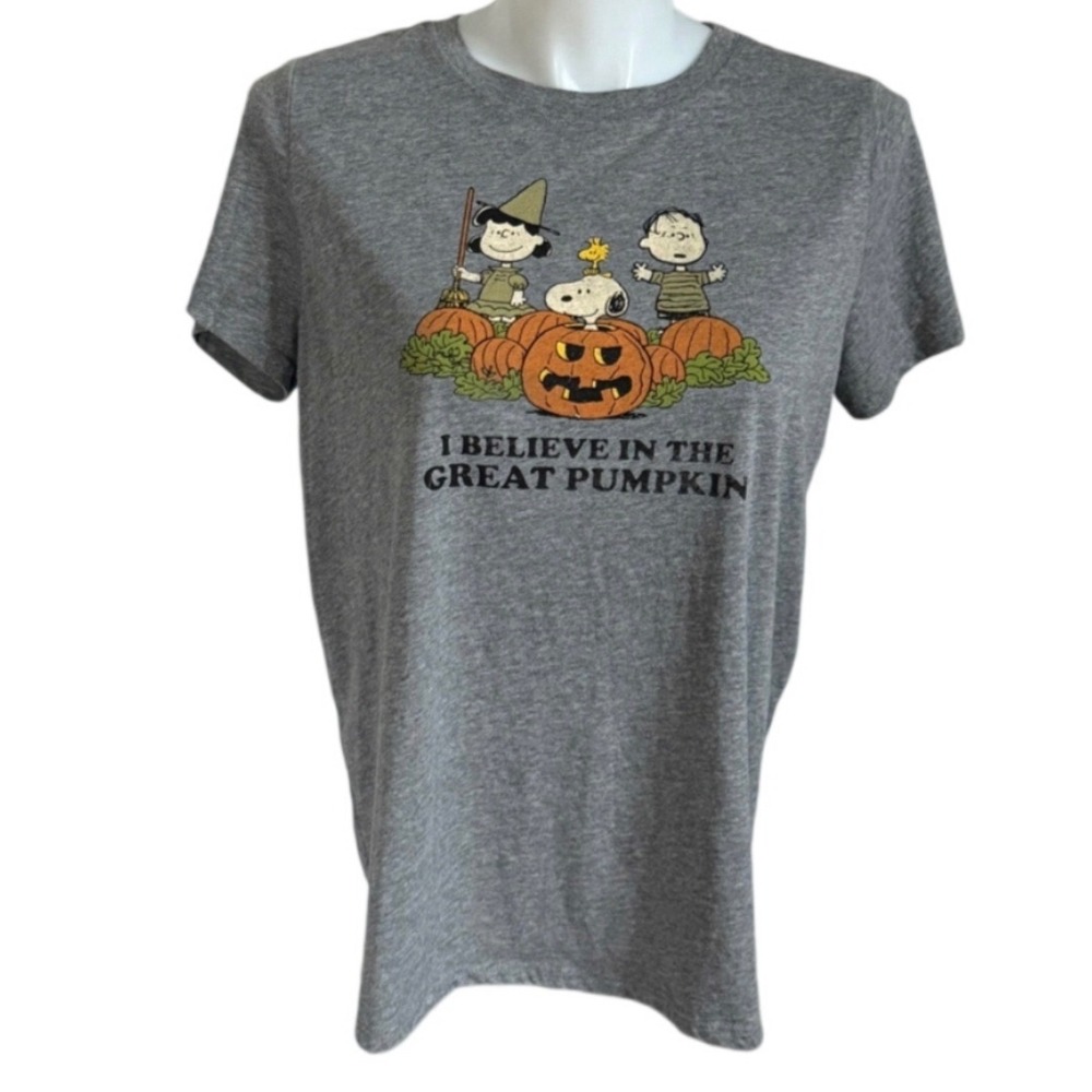 Torrid Peanuts I Believe In The Great Pumpkin Halloween Graphic Tee Grey 1 14/16